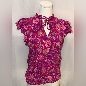 1.STATE women’s floral short-sleeve blouse